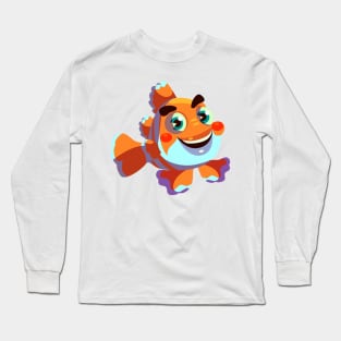 Clown Fish Cartoon Illustration Long Sleeve T-Shirt